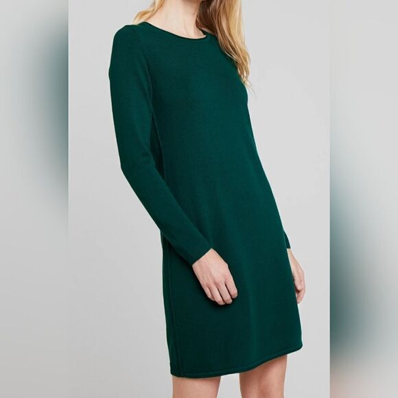 New With Tags Size XS EDC By Esprit Dark Green Long Sleeve Round Neck‎ Dress - Picture 1 of 14